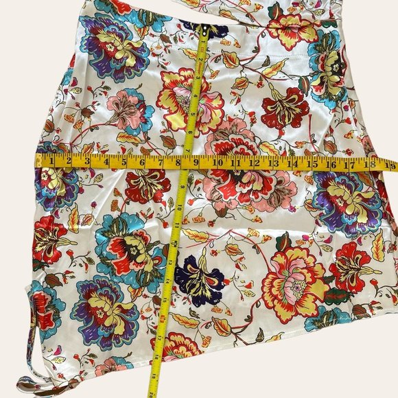 Womens Cut Out Mini Dress Large Cotton Flower Red Pink Floral Print No Stretchy - Picture 13 of 16